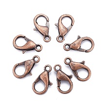 ARRICRAFT Red Copper Tone Zinc Alloy Lobster Claw Clasps, Parrot Trigger Clasps, Cadmium Free & Nickel Free & Lead Free, 12x6mm, Hole: 1.5mm