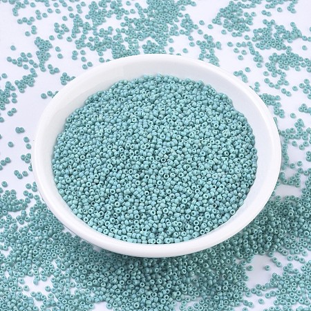 MIYUKI Round Rocailles Beads, Japanese Seed Beads, (RR412FR) Matte Opaque Turquoise Green AB, 11/0, 2x1.3mm, Hole: 0.8mm, about 1100pcs/bottle, 10g/bottle