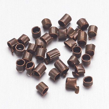Honeyhandy 1700pcs 1.5mm Brass Tube Crimp End Beads, Cadmium Free & Nickel Free & Lead Free, Red Copper Color, hole: 1mm, 1700pcs/10g