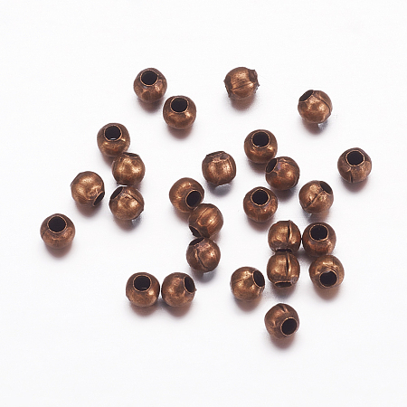 Honeyhandy Round Spacer Beads, Cadmium Free & Nickel Free & Lead Free, Iron, Red Copper, about 2mm in diameter, hole: 0.8mm, about 668pcs/10g
