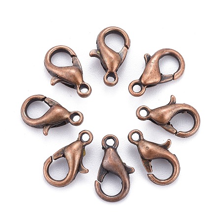 ARRICRAFT Red Copper Tone Zinc Alloy Lobster Claw Clasps, Parrot Trigger Clasps, Cadmium Free & Nickel Free & Lead Free, Size: about 6mm wide, 10mm long, hole: 1mm