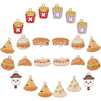 SUNNYCLUE 1 Box 40Pcs 10 Styles Food Theme Charms Eco-Friendly Zinc Alloy Pendants Croissant Chip Pizza Ice Cream Jewellery Dangles Accessories for DIY Jewelry Making Decor Crafts