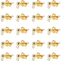 Arricraft 30 Sets Stud Earring Findings, Brass Earring Studs Earring Posts with Earring Backs for DIY Earring Making Supplies- Real 18K Gold Plated