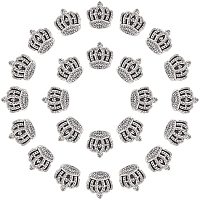Pandahall Elite 50pcs King Crown Beads, Tibetan Spacer Beads Queen Tiara Crown Charms for Braclet Necklace Jewelry Craft Making, Silver