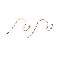 Honeyhandy 304 Stainless Steel Earring Hooks, Ear Wire, Cadmium Free & Nickel Free & Lead Free, Rose Gold, 11x21mm, Pin: 0.7mm