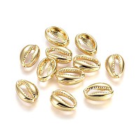 Honeyhandy Alloy Beads, Lead Free & Nickel Free & Cadmium Free, Cowrie Shell Shape, Real 14K Gold Plated, 17x12x5.5mm, Hole: 1.5mm