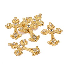 Honeyhandy Alloy Rhinestone Cross Big Pendants, Lead Free & Cadmium Free & Nickel Free, Golden, 75x50x7mm, Hole: 3.5mm