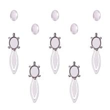 ARRICRAFT Pack of 5 Pendant Makings Sets Bookmark Makings Sets, with Alloy Cabochon Settings and Oval Glass Cabochons Cadmium Free & Nickel Free & Lead Free, Antique Silver