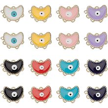 SUPERFINDINGS About 16Pcs 1.06x0.79x0.1Inch Moon Style Evil Eye Alloy Pendants 8 Colors Evil Eye Connectors Charms Pendants Alloy Enamel Pendants Charms for Earring Bracelet Necklace,Hole: 1.8mm