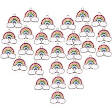 NBEADS 30 Pcs Rainbow Enamel Charms, Alloy Jewelry Pendants for DIY Necklace Bracelet Crafts Making and Gift Decoration