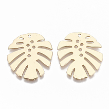 Honeyhandy Eco-Friendly Iron Pendants, Tropical Leaf Charms, Monstera Leaf, Cadmium Free & Nickel Free & Lead Free, Light Gold, 28x24.5x1mm, Hole: 1.4mm