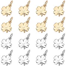 BENECREAT 28 PCS Gold Plated Four Leaf Clover Pendant Platinum Plated Good Luck Charm Necklace 11x9x1mm for Jewelry, Bracelet and DIY Projects