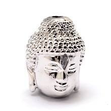 Honeyhandy Brass Beads, Micro Pave Grade AAA Cubic Zirconia, Buddha Head, Cadmium Free & Nickel Free & Lead Free, Platinum, 14x10x11mm, Hole: 2mm