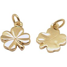 CHGCRAFT 10Pcs Real Gold Plated Brass Four Leaf Clover Charms Pendants for DIY Bracelet Necklace Jewelry Making