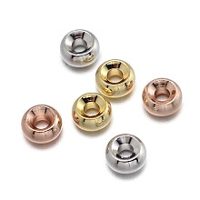 Honeyhandy Rondelle Brass Spacer Beads, Lead Free & Nickel Free & Cadmium Free, Mixed Color, 5x3mm, Hole: 2mm