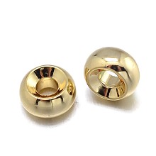 Honeyhandy Rondelle Brass Spacer Beads, Lead Free & Nickel Free & Cadmium Free, Real 18K Gold Plated, 5x3mm, Hole: 2mm