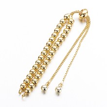 Honeyhandy Brass Chain Bracelet Making, Slider Bracelets Making, Cadmium Free & Nickel Free & Lead Free, Golden, 9 inch(230mm), Hole: 1.5mm