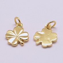 Honeyhandy Brass Charms, Cadmium Free & Nickel Free & Lead Free, Clover, Real 18K Gold Plated, 11x8x1mm, Hole: 2.5mm