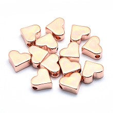 Honeyhandy Brass Beads, Cadmium Free & Nickel Free & Lead Free, Heart, Real Rose Gold Plated, 6x7x3mm, Hole: 1.2mm