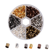 ARRICRAFT 1 Box 6 Colors Antique Bronze & Red Copper & Golden & Silver & Platinum & Black Tube Brass Crimp Beads, Cadmium Free & Lead Free & Nickel Free, Mixed Color, 3x3mm, Hole: 2~2.5mm, about 1200pcs/box