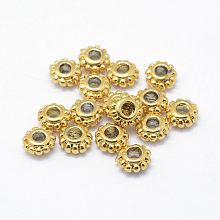 Honeyhandy Brass Spacers Beads, Real 20K Gold Plated, Lead Free & Cadmium Free & Nickel Free, Flower, 6.5x3.5mm, Hole: 3mm