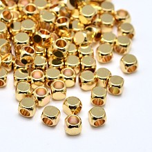 Honeyhandy Brass Cube Beads, Lead Free & Cadmium Free, Golden, 3x3x3mm, Hole: 1.8mm