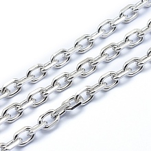 Honeyhandy Brass Cable Chains, Diamond Cut Chains, Unwelded, Faceted, Oval, Lead Free & Cadmium Free & Nickel Free, Real Platinum Plated, 8.5x6x2mm