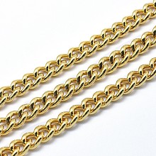 Honeyhandy Eco-Friendly Brass Cuban Link Chains, Curb Chains, Unwelded, Lead Free & Cadmium Free & Nickel Free, Real 18K Gold Plated, 9.5x7x3.5mm