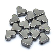 Honeyhandy Brass Beads, Lead Free & Cadmium Free & Nickel Free, Heart, Gunmetal, 6x7x3mm, Hole: 1.2mm