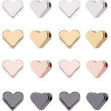 PandaHall Elite 4 Color Heart Spacer Beads 40pcs Metal Gold Plated Loose Bead for Jewelry Making Bracelets Necklace DIY Craft(Gold, Rose Gold, Gunmetal, Platinum)