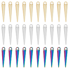 DICOSMETIC 60Pcs 3 Colors Cone Shape Charms Spike Beads Pendants Hiphop Punk Earrings Charms Long Stick Bullet Pendants Rainbow Spike Charms Alloy Pendants for Jewelry Making, Hole: 2mm