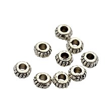 NBEADS Tibetan Style Light Gold Plated Alloy Flower Daisy Bead Spacer Loose Beads, Lead Free & Cadmium Free & Nickel Free, 4mm in Diameter, 4x2mm, Hole: 2mm