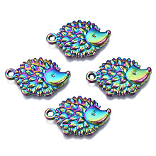 Honeyhandy Autumn Theme Rainbow Color Alloy Pendants, Cadmium Free & Nickel Free & Lead Free, Hedgehog, 22.5x14.5x3.5mm, Hole: 1.6mm