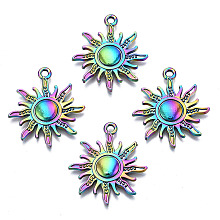 ARRICRAFT Rainbow Color Alloy Pendants, Cadmium Free & Nickel Free & Lead Free, Sun, Multi-color, 27.5x24x2mm, Hole: 1.8mm