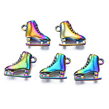 Honeyhandy Rainbow Color Alloy Pendants, Cadmium Free & Nickel Free & Lead Free, Ice Skates, 17.5x20.5x6.5mm, Hole: 2mm