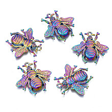 Honeyhandy Rainbow Color Alloy Pendants, Cadmium Free & Nickel Free & Lead Free, Bee, 25x25.5x4mm, Hole: 1.6mm