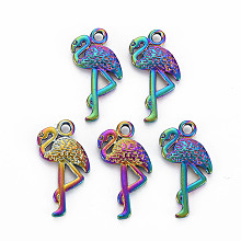 ARRICRAFT Alloy Pendants, Cadmium Free & Nickel Free & Lead Free, Birds, Multi-color, 23x12x2mm, Hole: 1.8mm