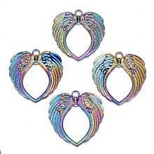 Honeyhandy Rainbow Color Alloy Links, Cadmium Free & Nickel Free & Lead Free, Wing, 69x65.5x3mm, Hole: 6.5mm & 3mm