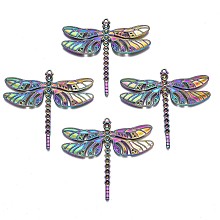 Honeyhandy Rainbow Color Alloy Big Pendant Rhinestone Settings, Cadmium Free & Nickel Free & Lead Free, Autumn Pendants, Dragonfly, Fit For 1.4~4mm Rhinestone, 65x70x3.5mm, Hole: 2mm