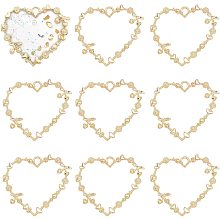 Pandahall Elite 30pcs Gold Heart Charms, Alloy Heart Flower Charms Open Bezel Resin Pendants for Wedding Birthday Valentine Mother's Day, Necklace Earring Jewelry Making, 35x41mm