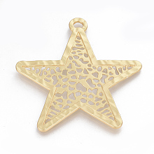 Honeyhandy Alloy Big Pendants, Matte Style, Star, Cadmium Free & Nickel Free & Lead Free, Real 14K Gold Plated, 74.5x70.5x2mm, Hole: 4x5mm