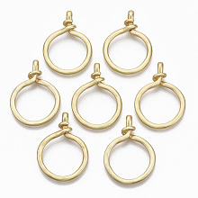 Honeyhandy Alloy Pendants, Matte Style, Cadmium Free & Nickel Free & Lead Free, Ring, Real 14K Gold Plated, 42.5x30.5x7mm, Hole: 2.5mm