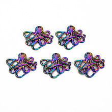 Honeyhandy Alloy Pendants, Cadmium Free & Nickel Free & Lead Free, Octopus, Rainbow Color, 20x23.5x2.5mm, Hole: 1.4mm