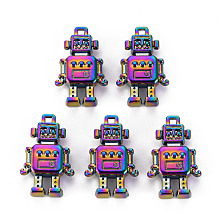 Honeyhandy Alloy Pendants, Cadmium Free & Nickel Free & Lead Free, Robot, Rainbow Color, 18x11.5x4mm, Hole: 1mm