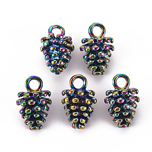 Honeyhandy Alloy Pendants, Cadmium Free & Nickel Free & Lead Free, Pine Cone, Rainbow Color, 18.5x12x11mm, Hole: 3mm