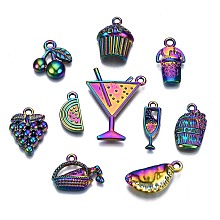 ARRICRAFT Alloy Pendants, Cadmium Free & Nickel Free & Lead Free, Food, Multi-color, 14.5x13x3mm, Hole: 2mm, 1pc, 10pcs/set