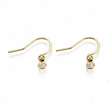 Honeyhandy 304 Stainless Steel French Earring Hooks, Flat Earring Hooks, Ear Wire, with Horizontal Loop, Real 18K Gold Plated, 15~17x18mm, Hole: 2mm, Pin: 0.7mm