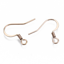 Honeyhandy 304 Stainless Steel French Earring Hooks, Flat Earring Hooks, Ear Wire, with Horizontal Loop, Cadmium Free & Nickel Free & Lead Free, Rose Gold, 17~19x18.5mm, Hole: 2mm, 21 Gauge, Pin: 0.7mm