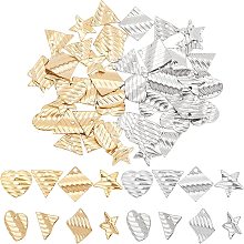 UNICRAFTALE 48Pcs 4 Style 2 Colors Textured Heart Charms Star Pendants Triangle Rhombus Dangle Earring Charms 1.4mm Hole 304 Stainless Steel Charms Pendants for Earring Bracelets Making