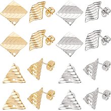 UNICRAFTALE 20 Pairs 2 Style 2 Colors Stud Earring Findings 304 Stainless Steel Textured Triangle Earring Posts Rhombus Studs Earring Pins Earring Components for Women Dangle Earring Making